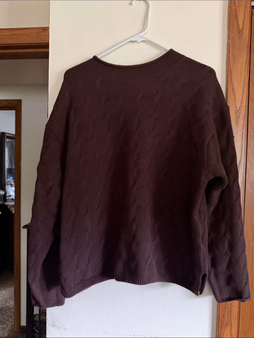 Banana Republic Dark Brown Crewneck Cable Sweater